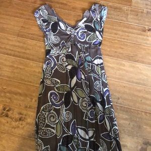 Multi pattern brown dress